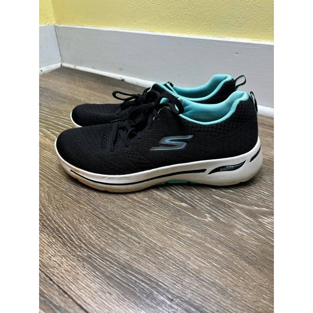 Skechers GOwalk‎ Arch Fit Black Aqua Women's Sneakers Size 10
